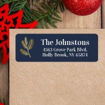 Navy Blue with Gold Leaf Custom Address Label
