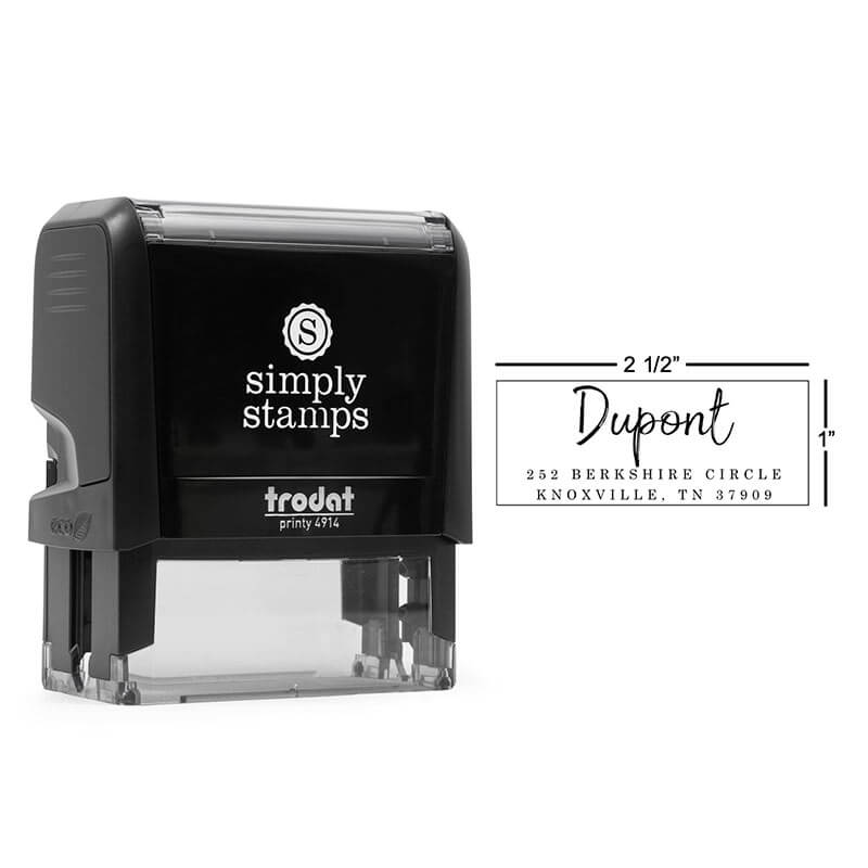 Dupont Brush Return Address Stamp Body and Impression with Measurements
