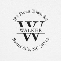 The Walker Letter Return Address Stamp impression on grey paper