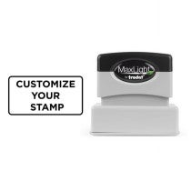 MaxLight Custom Pre-Inked Stamp - MAX-125S with a sample rectangular impression that reads 