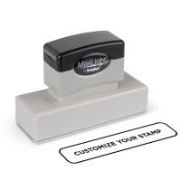 MaxLight Custom Pre-Inked Stamp - MAX-265Z with sample stamp in Black Ink