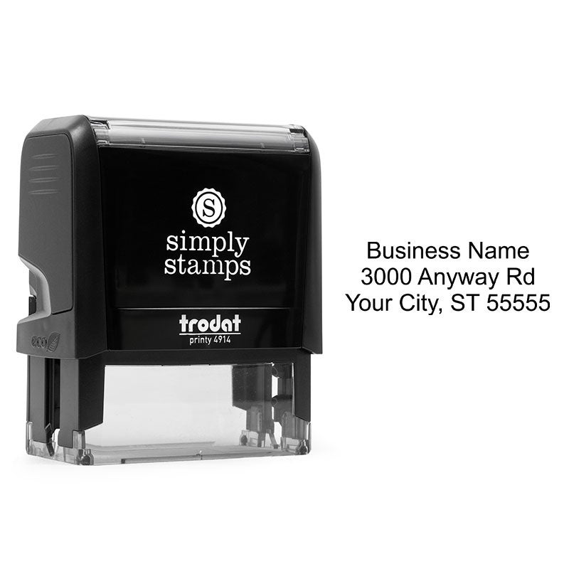 Trodat 4914 Self-Inking Stamp (with 3 Line Business Address Stamp impression)