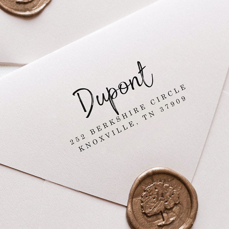 An example of the impression from the Dupont Brush Return Address Stamp