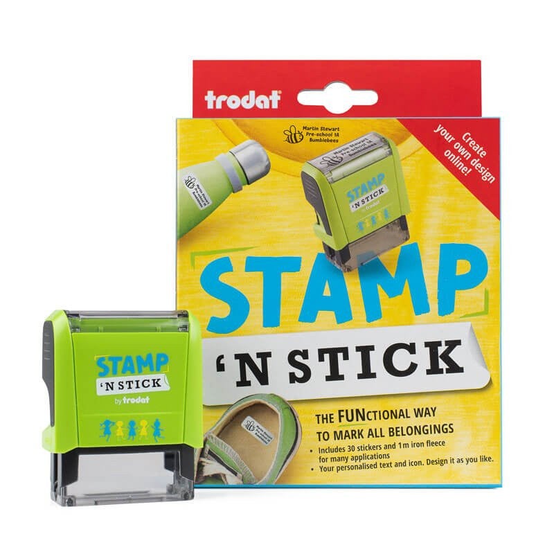 Stamp 'n Stick Clothing Stamp Kit – Custom Name Stamp & Labels