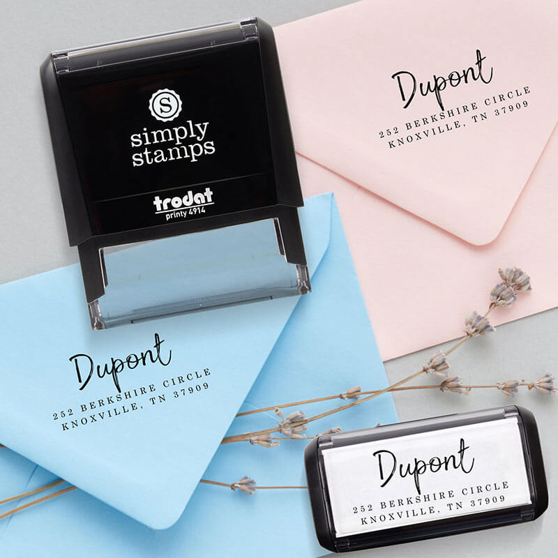 Examples of the Dupont Brush Return Address Stamp on Envelopes