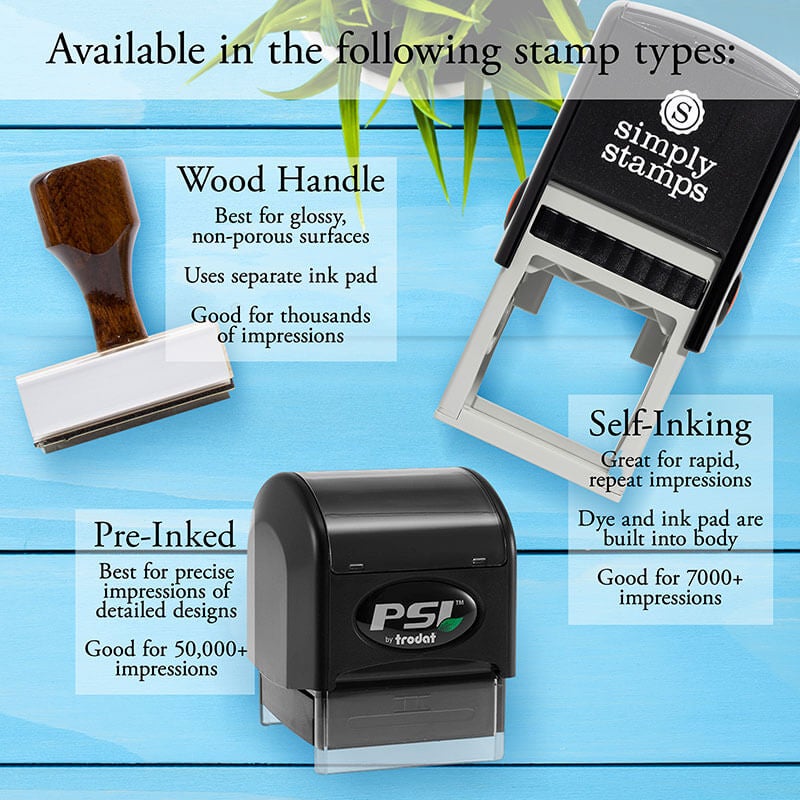 The Walker Letter Return Address Stamp comes in the following stamp body types