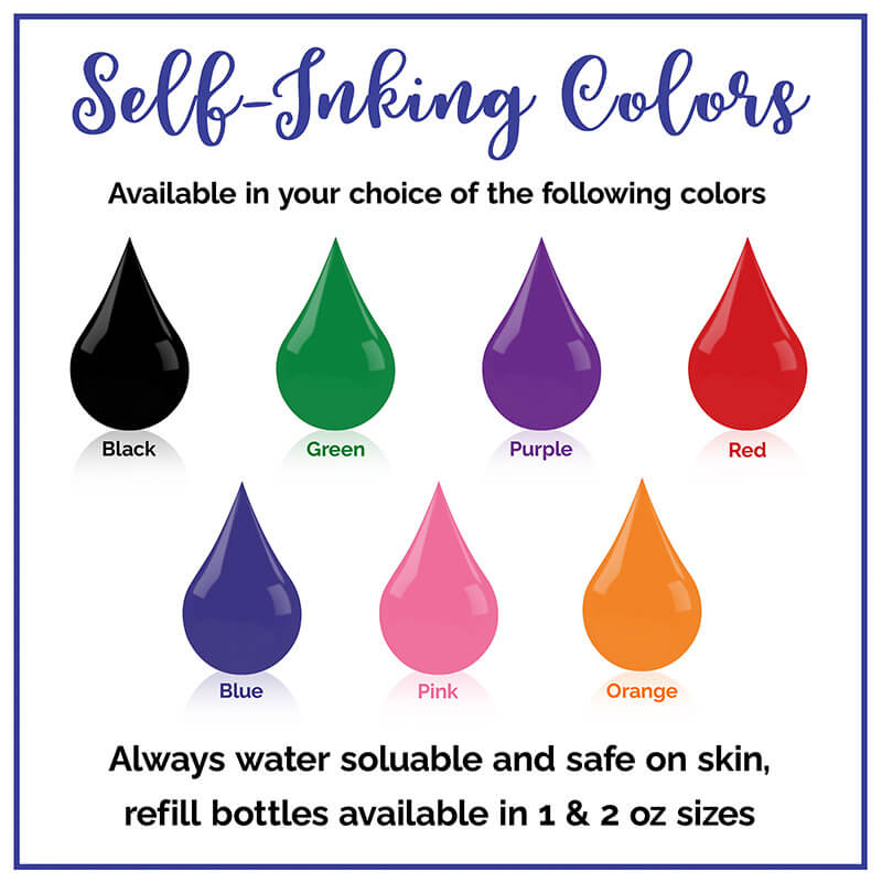 There are seven ink colors to choose from with the self-inking version of the Dupont Brush Return Address Stamp