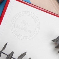 Example of the Double Ring book embosser Imprint on Inside of a Book