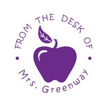 From The Desk Of - Bold Apple Teacher Rubber Stamp