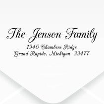 Jenson Family Handwritten Address Stamp on Envelope