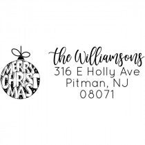 Merry Christmas Ornament Custom Holiday Address Stamp
