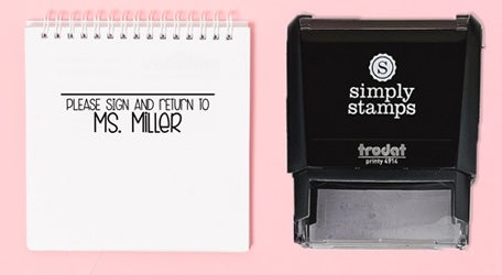 custom teacher sign and return stamp