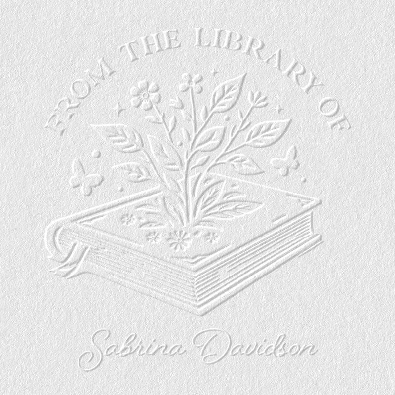 Book With Flowers Custom Book Embosser | Choose Your Design
