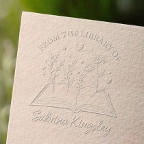 Book embosser impression stamp on paper