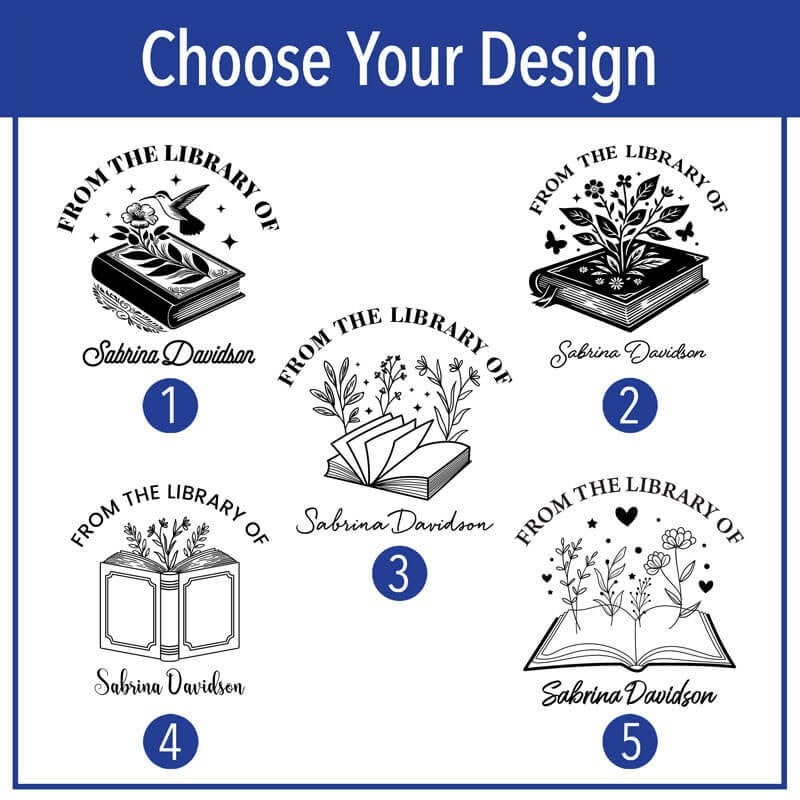 Choose from 5 book embosser designs