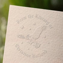 Star Raven custom book embosser impression on paper
