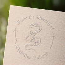 Snake Seal custom book embosser impression on paper
