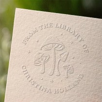 Mushrooms custom book embosser impression on paper