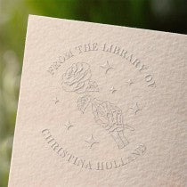 Rose Bones custom book embosser impression on paper