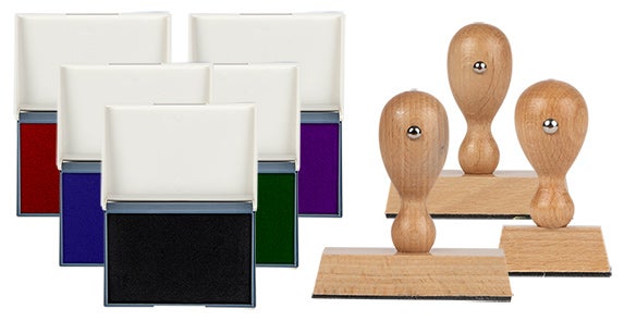image of 3 European Hand Stamp bodies and ink pads