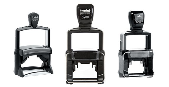 3 Trodat Professional brand stamps on a white background