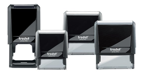 4 Trodat self-inking stamps on a white background
