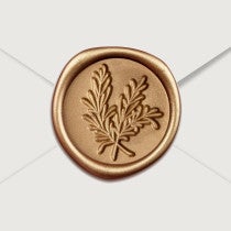 Gold Wax Seal Sticker, Rosemary Design Close Up on Envelope