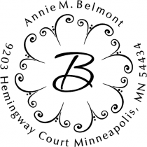 fancy round monogram address rubber stamp