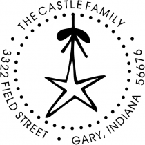 holiday star ornament rubber address stamp