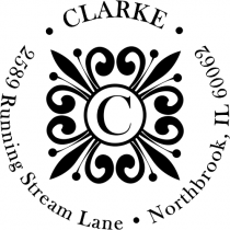 Clarke Deco Monogram Return Address Stamper