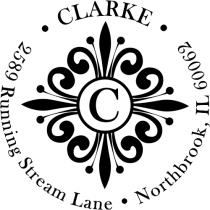 Clarke Deco Monogram Round Address Stamp