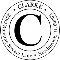 Clarke Large Initial Round Address Stamp
