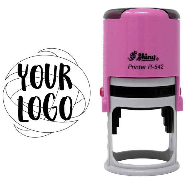 Pink Medium Round Logo Stamp
