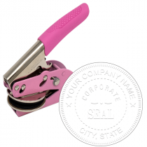 Corporate Seal on a Pink Embosser