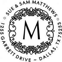 Matthews Flowers Monogram Address Stamp