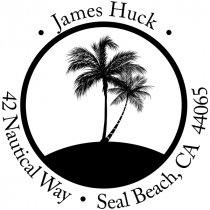 Nautical Palm Trees Round Address Stamp