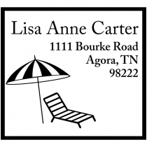 Bourke Beach Chair & Umbrella Square Address Stamp