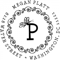 Platt Monogram Round Address Stamp