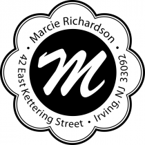 Flower Border Monogram Round Address Stamp