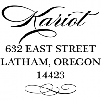 Cursive Deco Bow Return Address Stamp