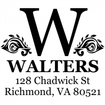 Artistic Floral Accented Bold Monogram Return Address Stamp