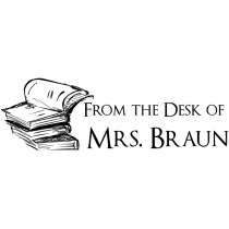 From The Desk Of - Book Stack Rubber Teacher Stamp