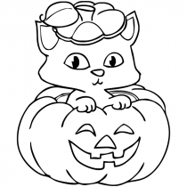 Kitten Pumpkin Halloween Rubber Stamp