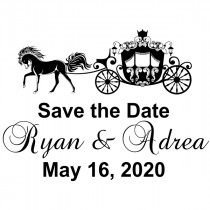 Fairytale Carriage Save The Date Rubber Stamp