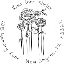 Flowers Sketch Custom Address Stamp