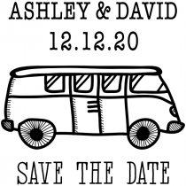 VW Bus Save the Date Stamp