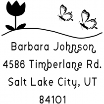 Butterfly Flower Return Address Stamp