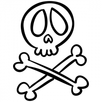 Skull and Crossbones Halloween Craft Rubber Stamp