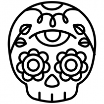Skull Candy Flower Halloween Craft Rubber Stamp