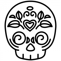 Skull Candy Heart Halloween Craft Rubber Stamp